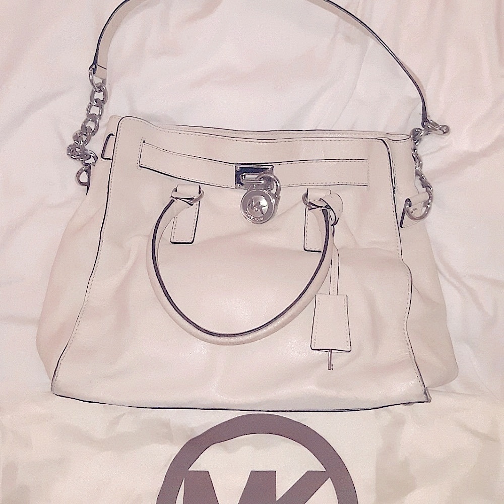 Michael Kors Hamilton bag in cream leather SHW